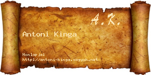 Antoni Kinga névjegykártya